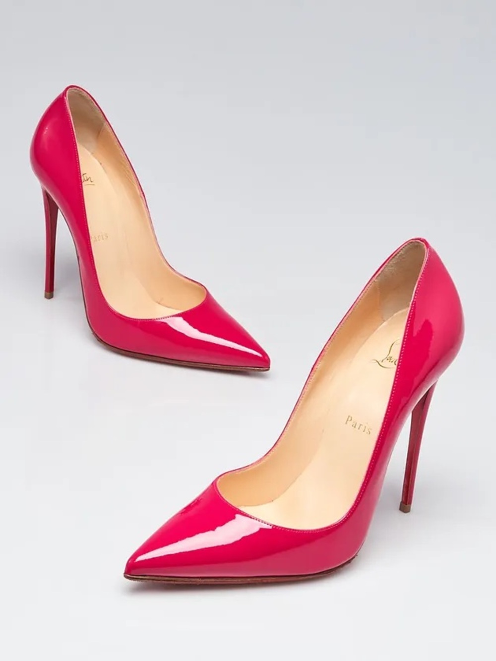 CL red bottom Hot Pink Patent Pointed-Toe Stilettos FUCHSIA EU 40 US 9 100mm